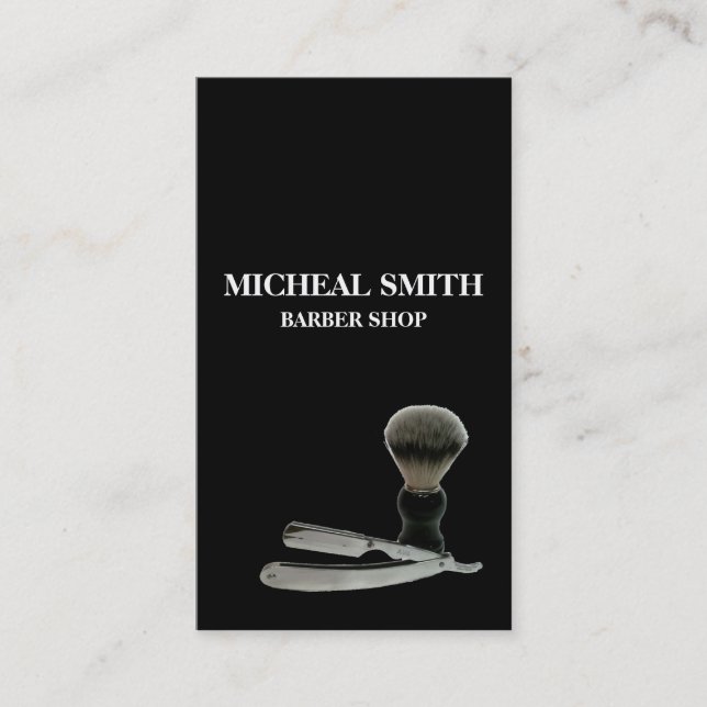 Cartão De Visita Compro de Barber Minimalista Simples (Frente)
