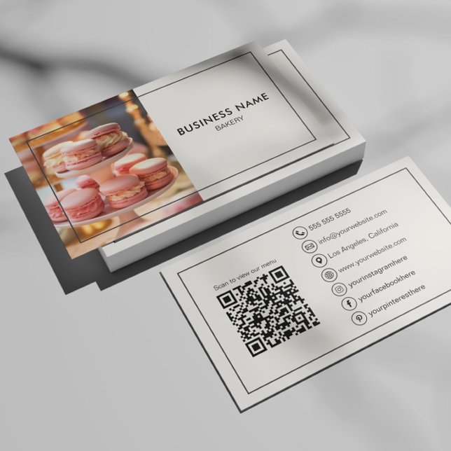 Cartão De Visita Compro de Bolo Moderno Crie o seu (Modern Bakery Cake Shop Create Your Own Business Card by MINTIC DESIGN STUDIO)
