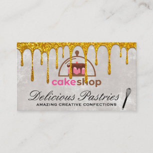 Cartão De Visita Compro de Bolo Suspiro Dourado