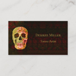 Cartão De Visita Compro de Tatuagem Verde Vermelha Cabeça de Crânio