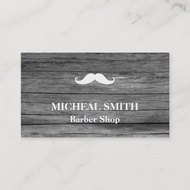 Cartão De Visita Compro Rustic Wooden Barber (Frente)