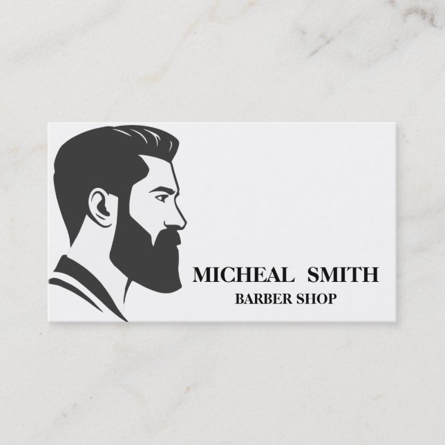 Cartão De Visita Compro Simples de Barber Preto e Branco Minimalist (Frente)