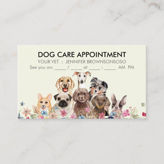 Cartão De Visita Compromisso Boho Chic dos Cães Amarelos (Frente)