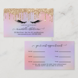 Cartão De Visita Compromisso de Extensão Eyelash Dourada Glitter Oc