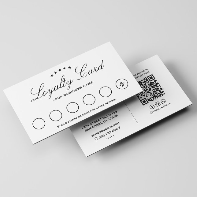 Cartão De Visita Compromisso de Lealdade Branco Limpo Mínimo Punch (Minimal Clean White Loyalty Punch Appointment)