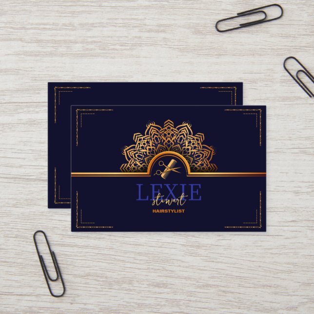 Cartão De Visita Compromisso de Stylist de Cabelo Elegante e Clássi (Frente/Verso In Situ)
