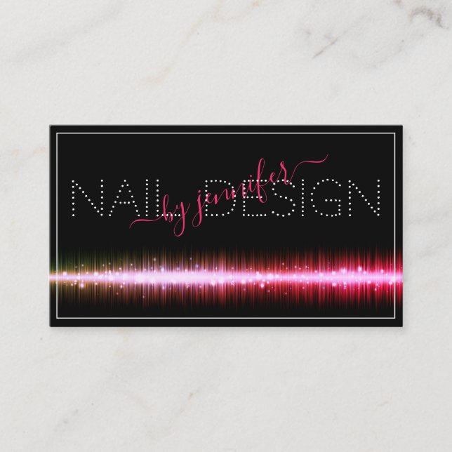Cartão De Visita Compromisso do Na moda Black Pink Nail Studio Colo (Frente)