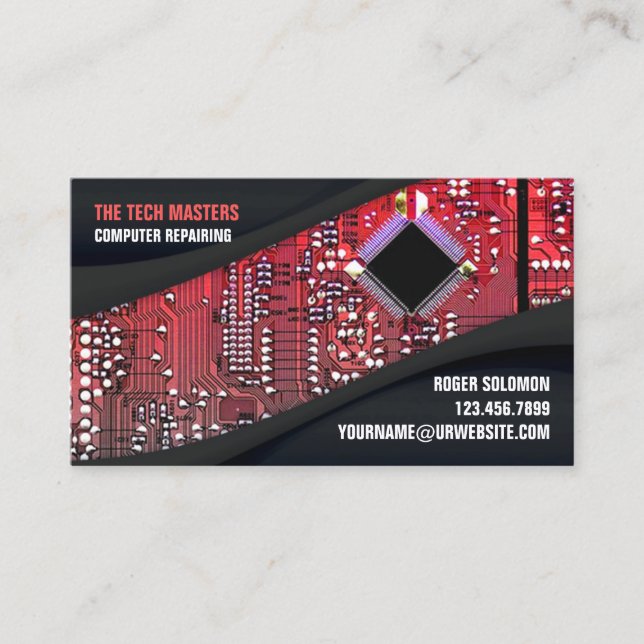 Cartão De Visita Computer Repair Business Card Template (Frente)