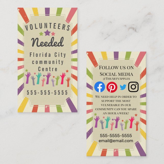 Cartão De Visita comunidade de suporte a covid-19 vulnerável (Frente/Verso)