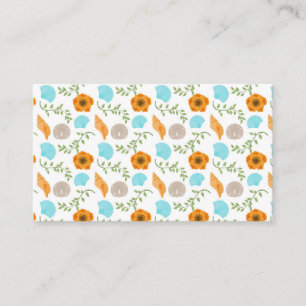 Cartão De Visita Conchas Marinhas Caracol Marinho Flor Laranja Folh