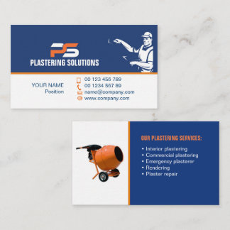 Cartão De Visita Concrete & Plastering Contractor Business Card 