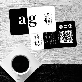 Cartão De Visita Conectar mídia social com código QR de monograma b