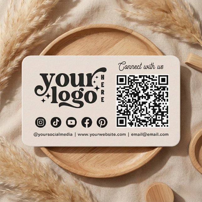 Cartão De Visita Conecte-se com a empresa de código QR de mídia soc (Connect With Us Social Media QR Code Business Business Card)