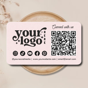 Cartão De Visita Conecte-se com o código QR de mídia social rosa