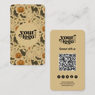 Cartão De Visita Conecte-se com o Código QR dos EUA - Dia das Bruxa