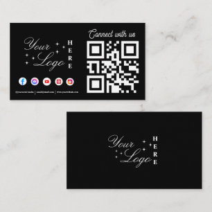 Cartão De Visita Conecte-se com o código QR preto das mídias sociai