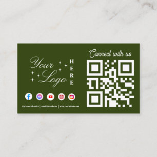 Cartão De Visita Conecte-se com o código QR verde da mídia social