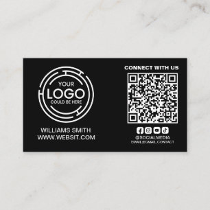 Cartão De Visita Conecte-se com o logotipo de código Qr de mídia so