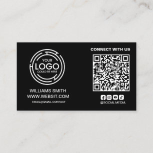 Cartão De Visita Conecte-se com o logotipo de código Qr de mídia so