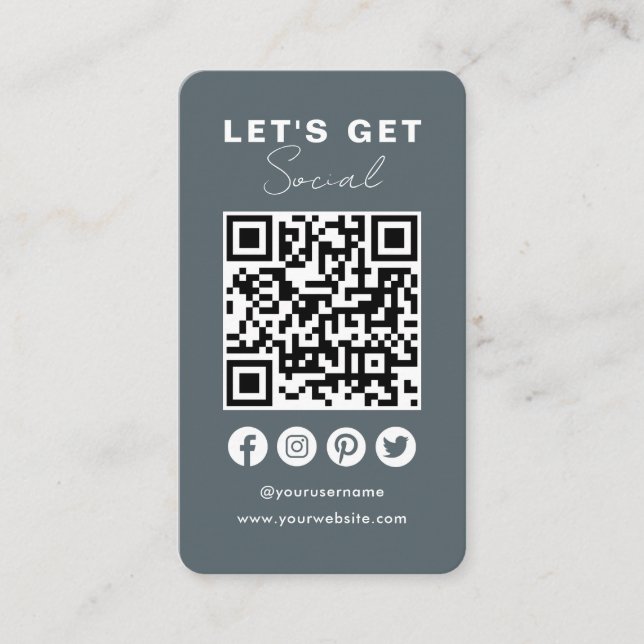 Cartão De Visita Conecte-se com o Marinho de código QR da mídia soc (Frente)