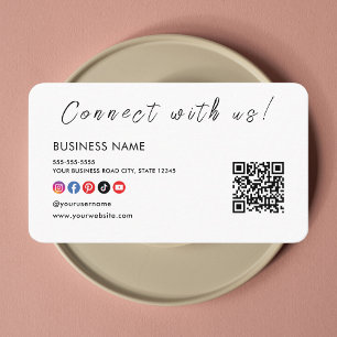 Cartão De Visita Conecte-se com o nosso Código Qr Logotipo de Mídia