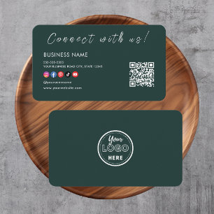 Cartão De Visita Conecte-se com o nosso Qr Code Social Media Dark G