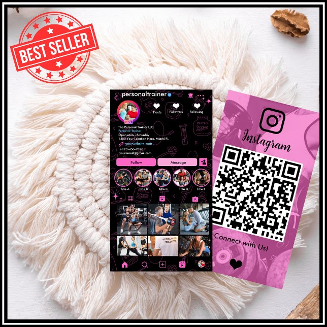 Cartão De Visita Conecte-se com o Treinador de Malhações Pessoal do (Criador carregado)