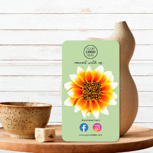 Cartão De Visita Conecte-se Conosco Código QR de Mídia Social Flor 