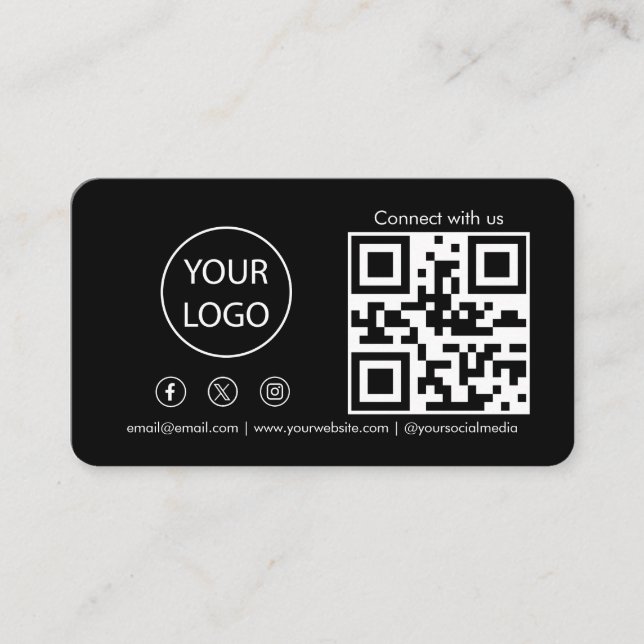 Cartão De Visita Conecte-se conosco Código QR de Mídia Social Moder (Frente)