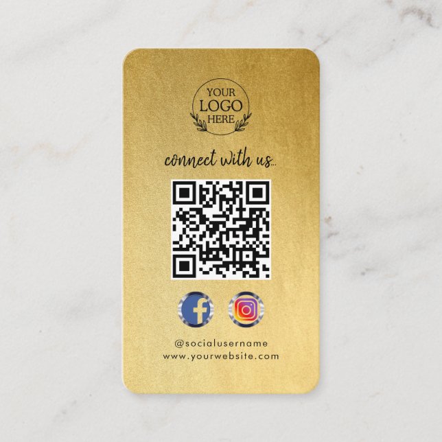 Cartão De Visita Conecte-se conosco | Código QR de Mídia Social Per (Frente)