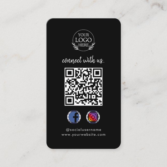 Cartão De Visita Conecte-se conosco | Código QR de Mídia Social Per (Frente)