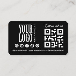 Cartão De Visita Conecte-se conosco Código QR de Mídia Social Preto