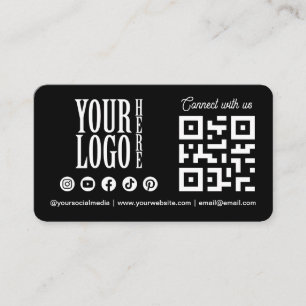 Cartão De Visita Conecte-se conosco Código QR de Mídia Social Preto