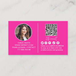 Cartão De Visita Conecte-se Conosco Código Qr Foto Negócios Rosa Fe