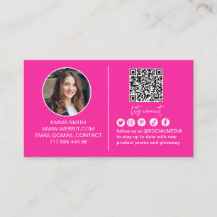 Cartão De Visita Conecte-se Conosco Código Qr Foto Negócios Rosa Fe