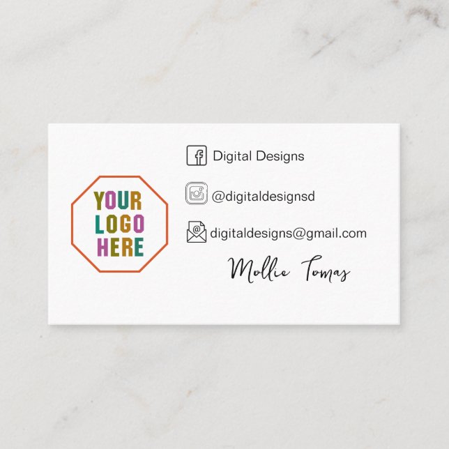 Cartão De Visita Conecte-se conosco em mídia social usando o código (Frente)