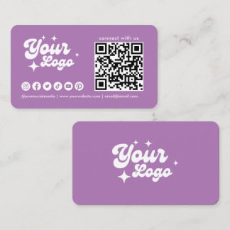 Cartão De Visita Conecte-se Conosco Logotipo Código Qr Lavanda
