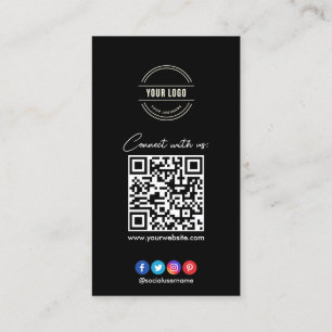 Cartão De Visita Conecte-se conosco Mídia social Código QR Preto