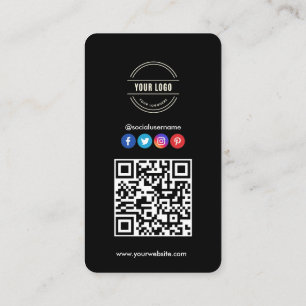Cartão De Visita Conecte-se conosco   Mídia social Código QR Preto
