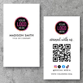 Cartão De Visita Conecte-se conosco | Mídia social Código QR Preto
