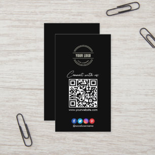 Cartão De Visita Conecte-se conosco Mídia social Código QR Preto