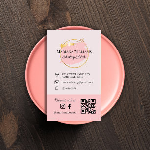 Cartão De Visita conecte-se conosco, mídia social, maquiagem rosa c