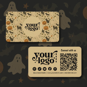 Cartão De Visita Conecte-se conosco Vintage Spooky Halloween