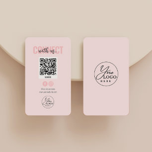 Cartão De Visita Conecte-se cor-de-rosa com o código QR de mídia so
