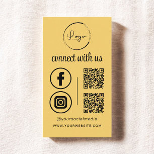 Cartão De Visita Conexão QR amarela com o logotipo comercial dos EU
