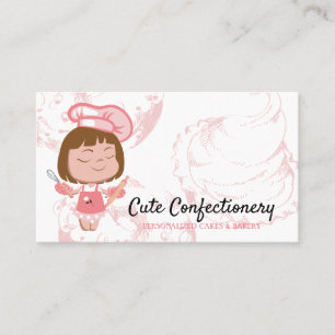 Cartão De Visita Confeitaria Baker Girl Brown Haired