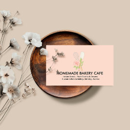 Cartão De Visita Confeitaria Catering de Bolo Floral Rosa
