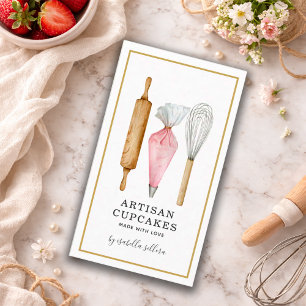 Cartão De Visita Confeitaria de Cupcake aquarela