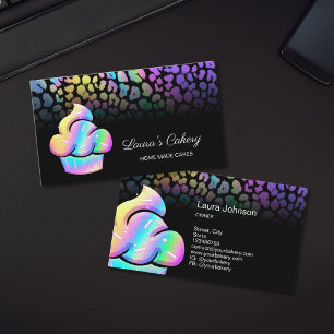 Cartão De Visita Confeitaria de Cupcake Chef de Pastelaria Leopardo