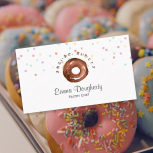 Cartão De Visita Confeitaria Donut Chef de Pastelaria Aquarela Fofo